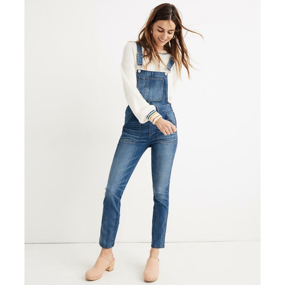 Madewell Skinny Denim Overalls in Blue Jansing Wash Womens XS